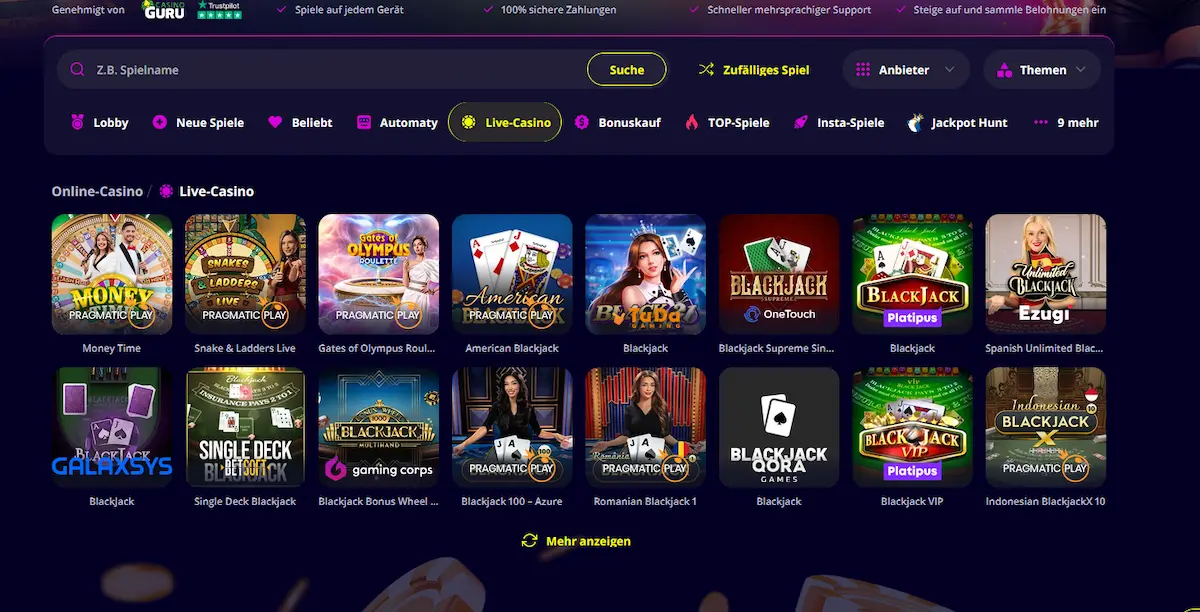 Live-Casino-Tische von Slotoro mit echten Croupiers